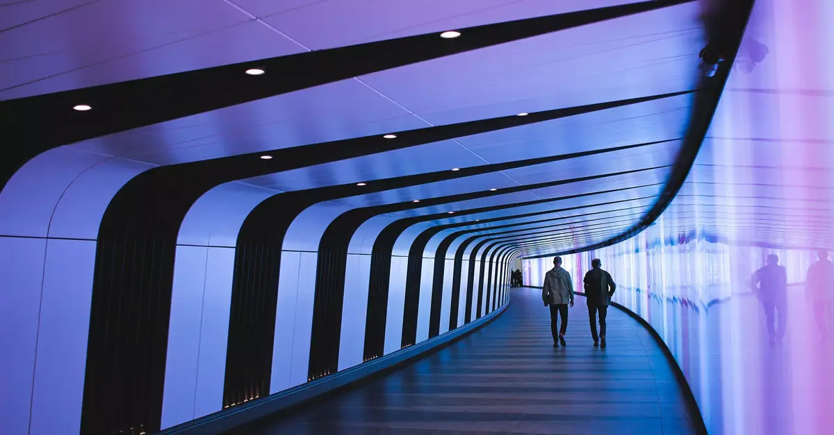 Futuristic corridor visual for martech 2030